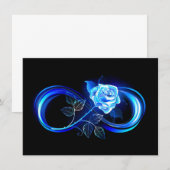 Leuchtende Unendlichkeit mit blauer Rose Einladung (Vorne/Hinten)