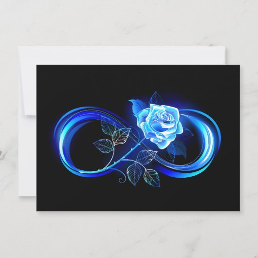 Leuchtende Unendlichkeit mit blauer Rose Einladung (Vorderseite)