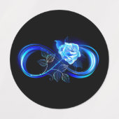 Leuchtende Unendlichkeit mit blauer Rose Etiketten (Design 2)