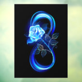 Leuchtende Unendlichkeit mit blauer Rose Fensteraufkleber (Blatt 3)