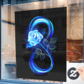 Leuchtende Unendlichkeit mit blauer Rose Fensteraufkleber (Café-Fenster)