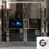 Leuchtende Unendlichkeit mit blauer Rose Fensteraufkleber (Büro Tür)