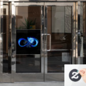 Leuchtende Unendlichkeit mit blauer Rose Fensteraufkleber (Büro Tür)