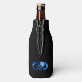 Leuchtende Unendlichkeit mit blauer Rose Flaschenkühler (Flasche Rückseite)