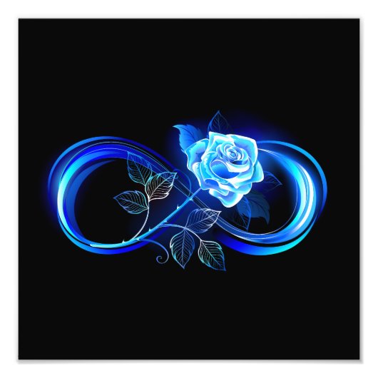 Leuchtende Unendlichkeit mit blauer Rose Fotodruck (Vorne)