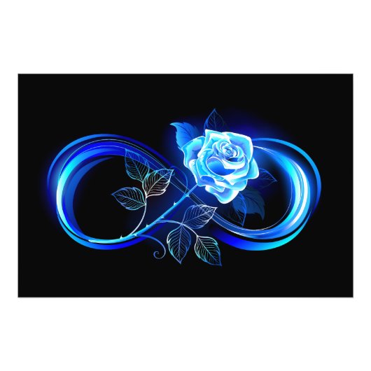 Leuchtende Unendlichkeit mit blauer Rose Fotodruck (Vorne)
