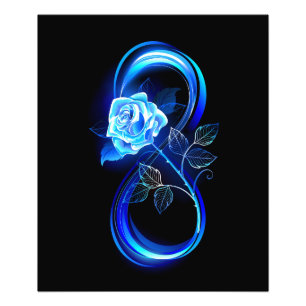 Leuchtende Unendlichkeit mit blauer Rose Fotodruck