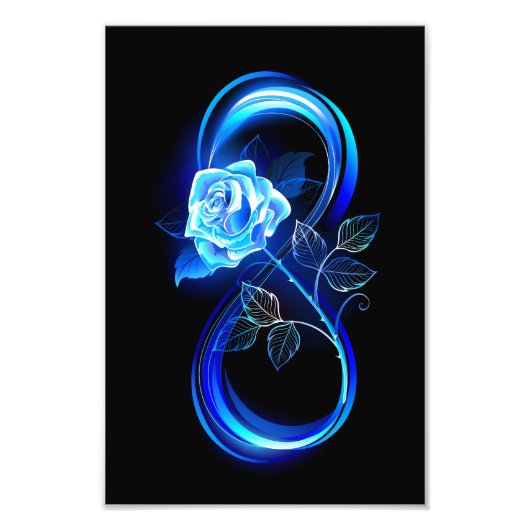 Leuchtende Unendlichkeit mit blauer Rose Fotodruck (Vorne)