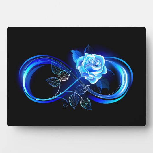 Leuchtende Unendlichkeit mit blauer Rose Fotoplatte (Vorderseite)