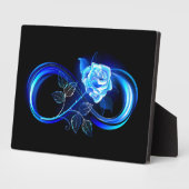 Leuchtende Unendlichkeit mit blauer Rose Fotoplatte (Seite)
