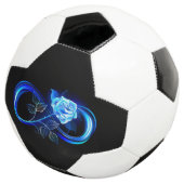 Leuchtende Unendlichkeit mit blauer Rose Fußball (Dreiviertel)