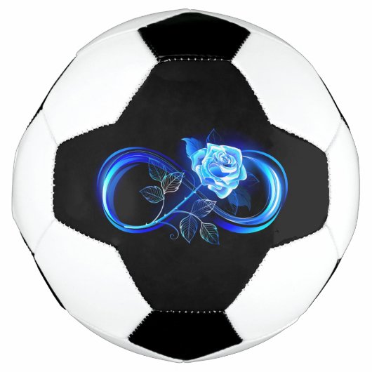Leuchtende Unendlichkeit mit blauer Rose Fußball (Vorderseite)