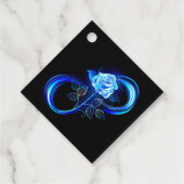 Leuchtende Unendlichkeit mit blauer Rose Geschenkanhänger (Rückseite)