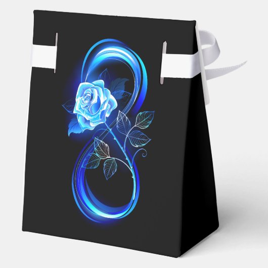 Leuchtende Unendlichkeit mit blauer Rose Geschenkschachtel (Rückseite)