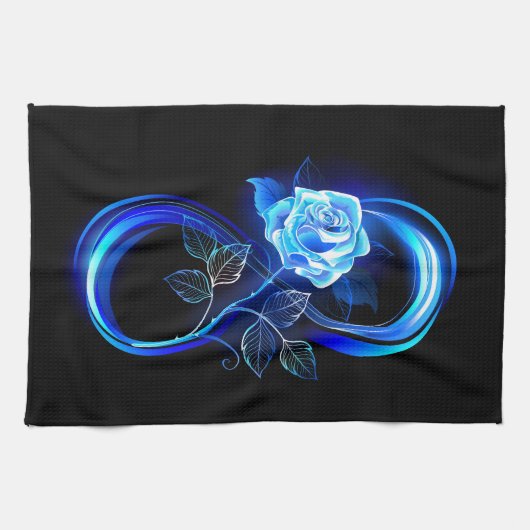 Leuchtende Unendlichkeit mit blauer Rose Geschirrtuch (Horizontal)