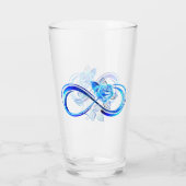 Leuchtende Unendlichkeit mit blauer Rose Glas (Rückseite)