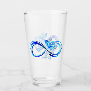 Leuchtende Unendlichkeit mit blauer Rose Glas