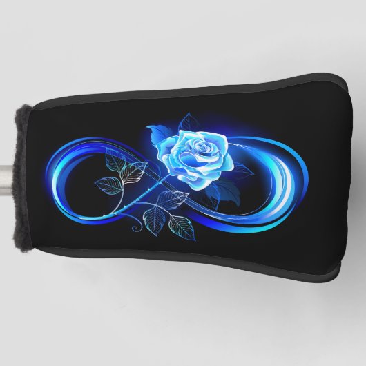 Leuchtende Unendlichkeit mit blauer Rose Golf Headcover (Vorderseite)