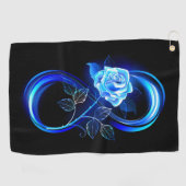 Leuchtende Unendlichkeit mit blauer Rose Golfhandtuch (Horizontal)