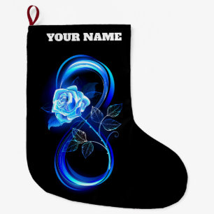 Leuchtende Unendlichkeit mit blauer Rose Großer Weihnachtsstrumpf