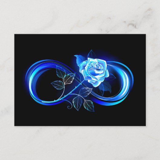 Leuchtende Unendlichkeit mit blauer Rose Hinweiskarte (Vorderseite)