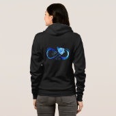 Leuchtende Unendlichkeit mit blauer Rose Hoodie (Schwarz voll)