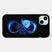 Leuchtende Unendlichkeit mit blauer Rose iPhone Hülle (Rückseite (Horizontal))