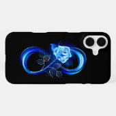 Leuchtende Unendlichkeit mit blauer Rose iPhone Hülle (Rückseite (Horizontal))
