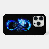 Leuchtende Unendlichkeit mit blauer Rose iPhone Hülle (Rückseite (Horizontal))