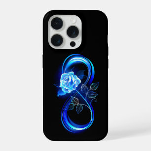 Leuchtende Unendlichkeit mit blauer Rose iPhone 15 Pro Hülle