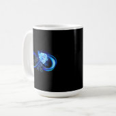 Leuchtende Unendlichkeit mit blauer Rose Kaffeetasse (Vorderseite Links)