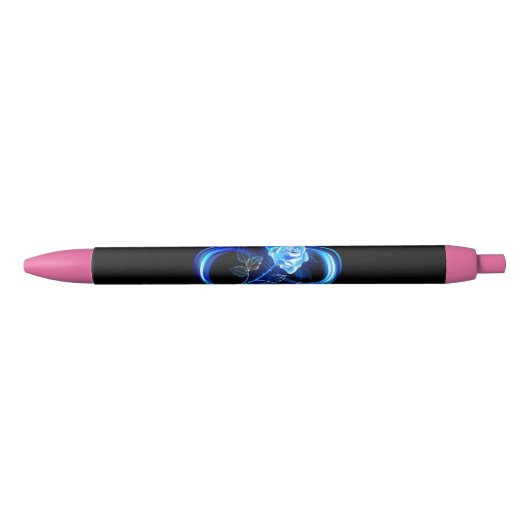 Leuchtende Unendlichkeit mit blauer Rose Kugelschreiber (Vorderseite)