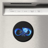 Leuchtende Unendlichkeit mit blauer Rose Magnet (In Situ (Geschirrspüler))