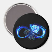 Leuchtende Unendlichkeit mit blauer Rose Magnet (Vorderseite/Rückseite)