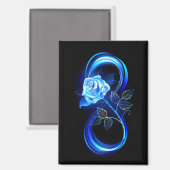 Leuchtende Unendlichkeit mit blauer Rose Magnet (Vorderseite/Rückseite)