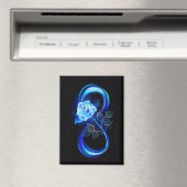 Leuchtende Unendlichkeit mit blauer Rose Magnet (In Situ (Geschirrspüler))