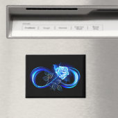 Leuchtende Unendlichkeit mit blauer Rose Magnet (In Situ (Geschirrspüler))