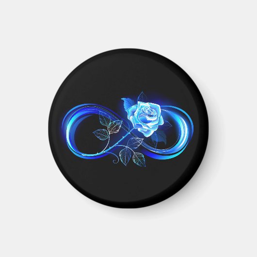 Leuchtende Unendlichkeit mit blauer Rose Magnet (Vorne)