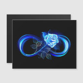 Leuchtende Unendlichkeit mit blauer Rose Magneteinladung (Vorne/Hinten)