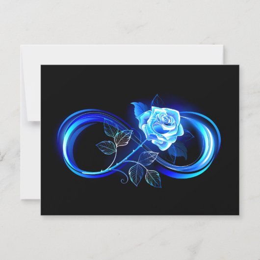 Leuchtende Unendlichkeit mit blauer Rose Magneteinladung (Vorderseite)