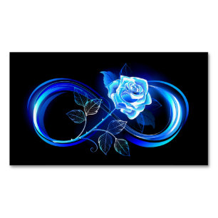 Leuchtende Unendlichkeit mit blauer Rose Magnetische Visitenkarte