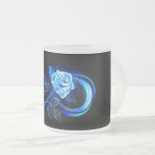Leuchtende Unendlichkeit mit blauer Rose Mattglastasse (VorderseiteRechts)