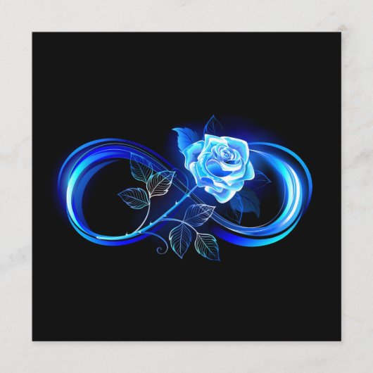 Leuchtende Unendlichkeit mit blauer Rose Menükarte (Vorderseite)