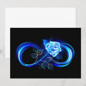 Leuchtende Unendlichkeit mit blauer Rose Menükarte (Vorne/Hinten)