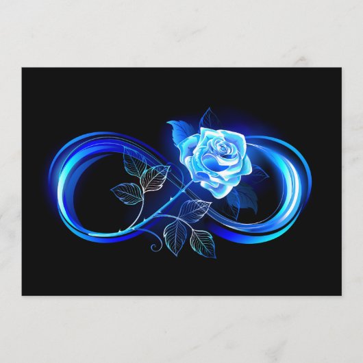 Leuchtende Unendlichkeit mit blauer Rose Menükarte (Vorderseite)