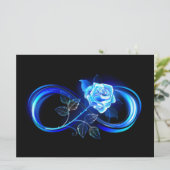 Leuchtende Unendlichkeit mit blauer Rose Menükarte (Stehend Vorderseite)