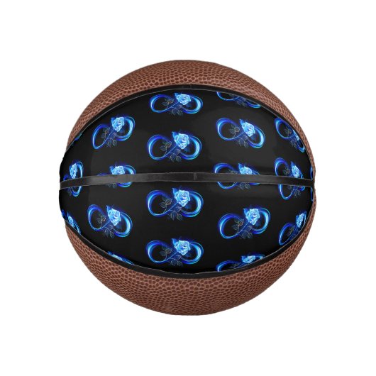Leuchtende Unendlichkeit mit blauer Rose Mini Basketball (Vorderseite)