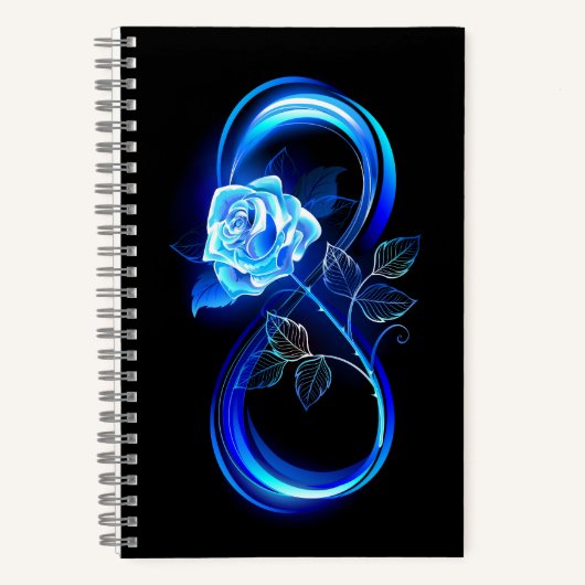 Leuchtende Unendlichkeit mit blauer Rose Notizblock (Vorderseite)