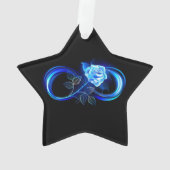 Leuchtende Unendlichkeit mit blauer Rose Ornament (Rückseite)