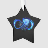Leuchtende Unendlichkeit mit blauer Rose Ornament (Vorderseite)